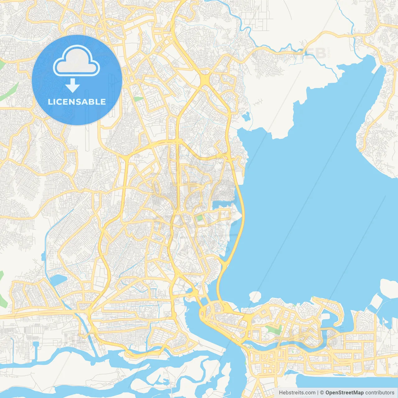 Printable street map of Lagos, Nigeria