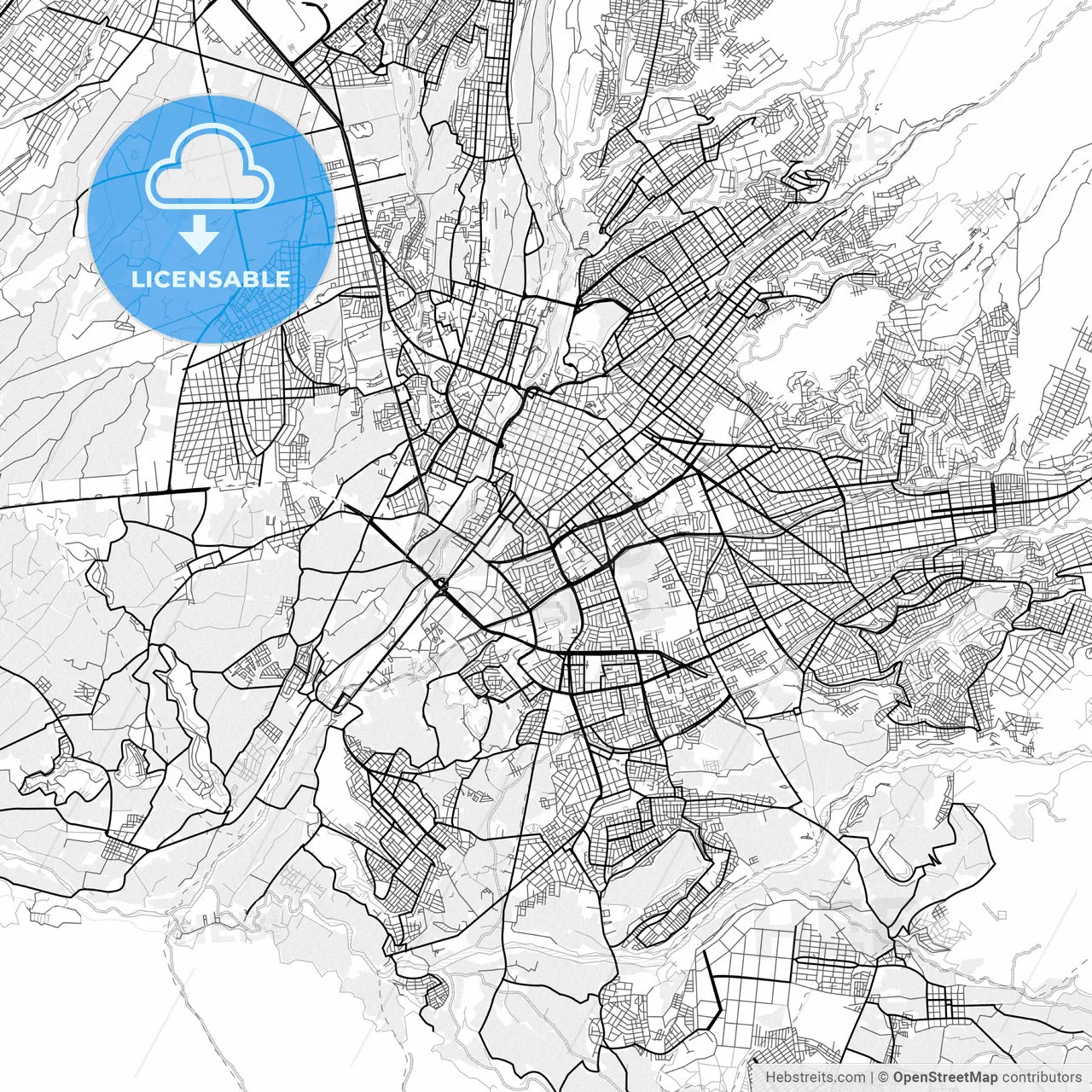 Vector PDF map of Arequipa, Peru