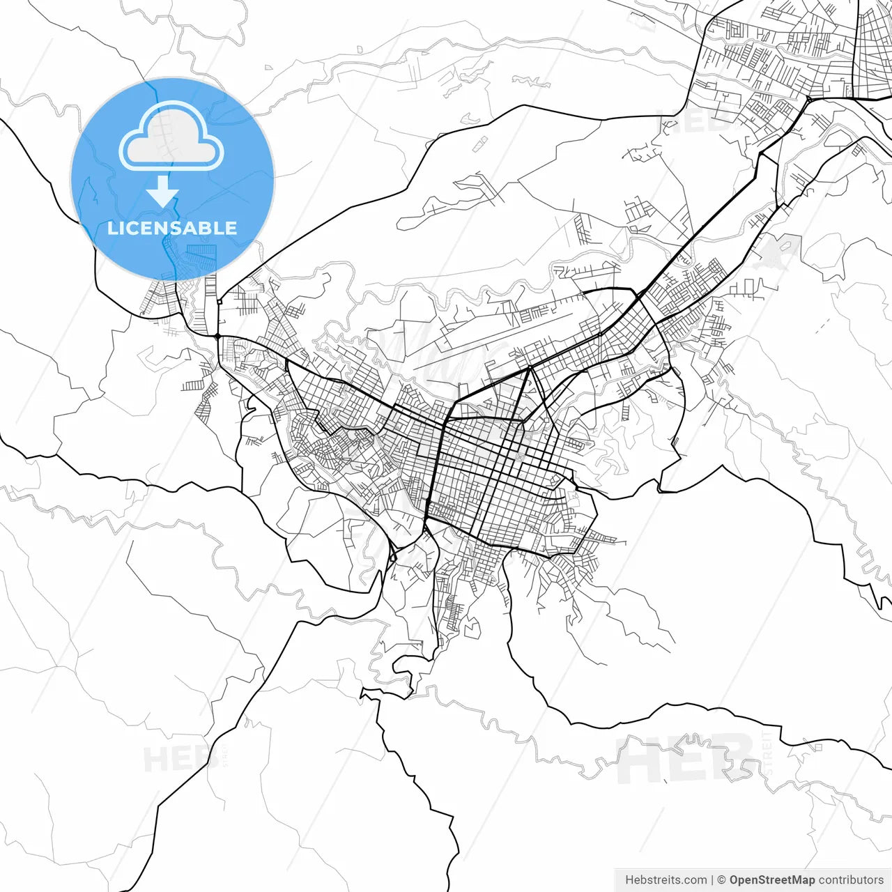 Vector PDF map of Popayan, Colombia