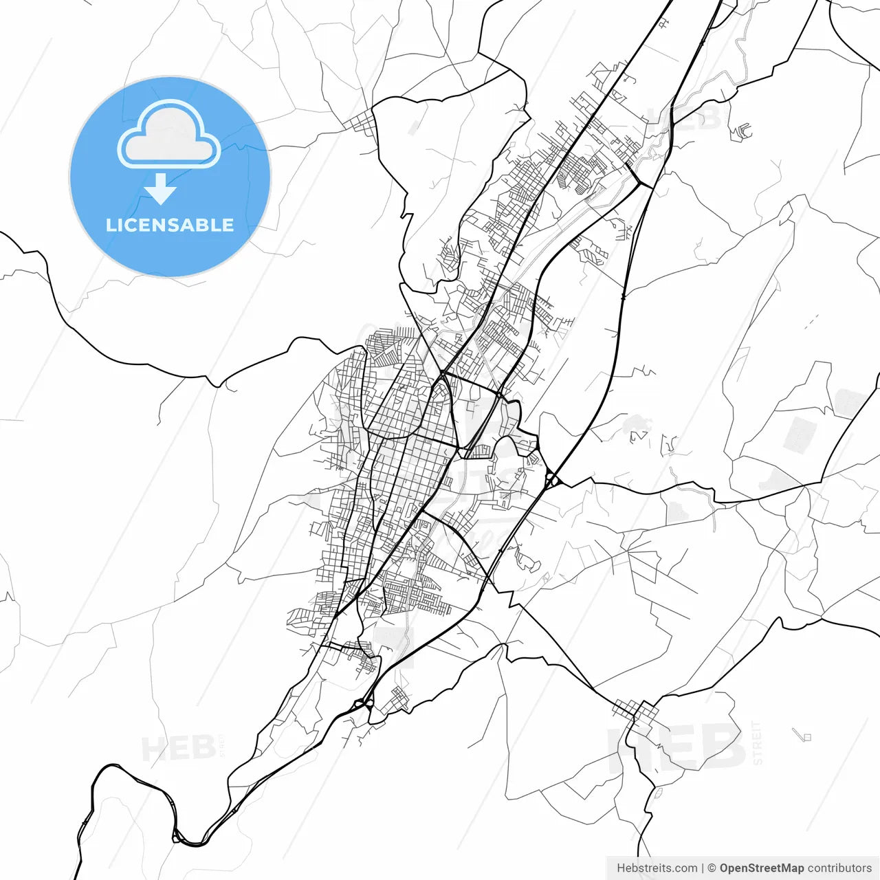Vector PDF map of Tunja, Colombia