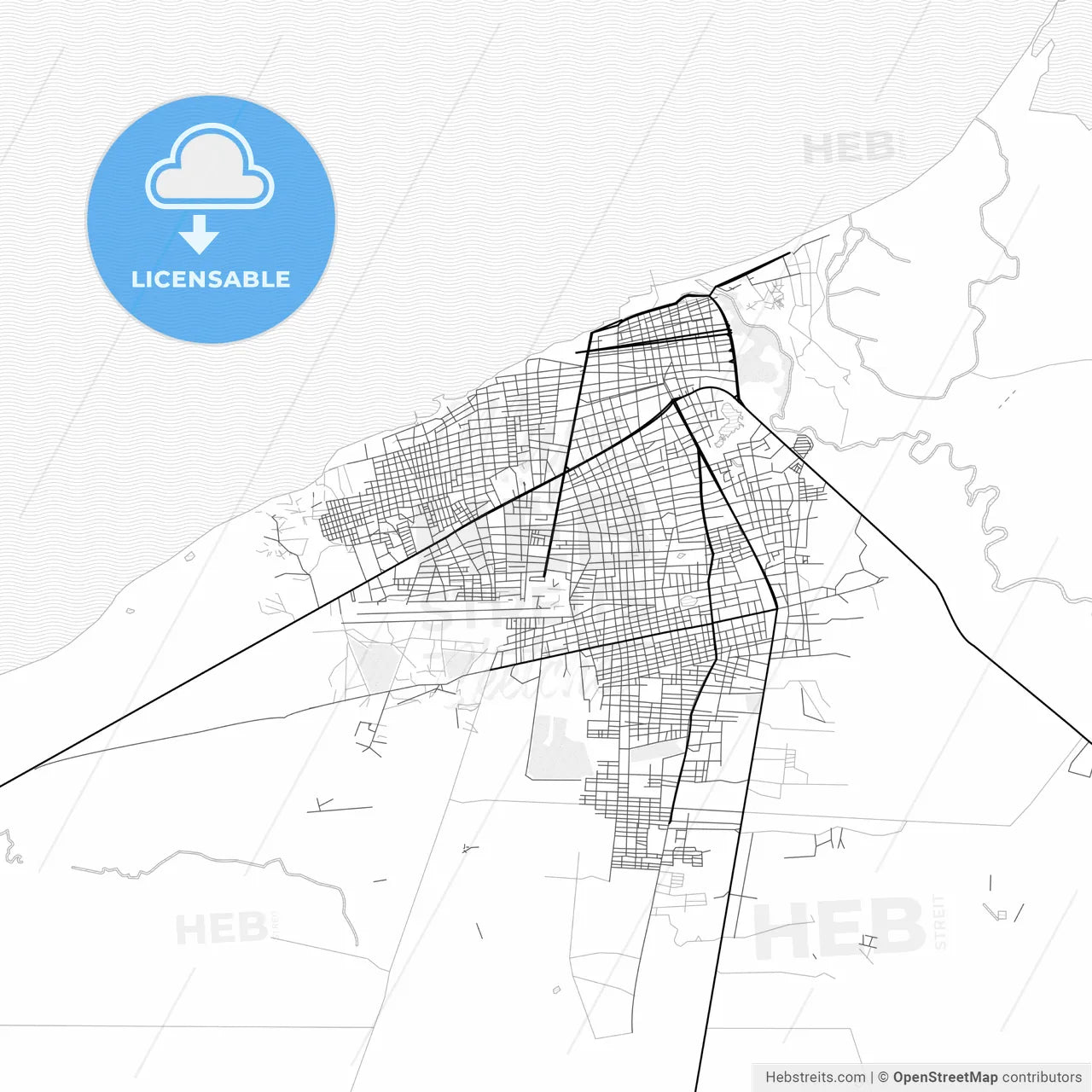 Vector PDF map of Riohacha, Colombia