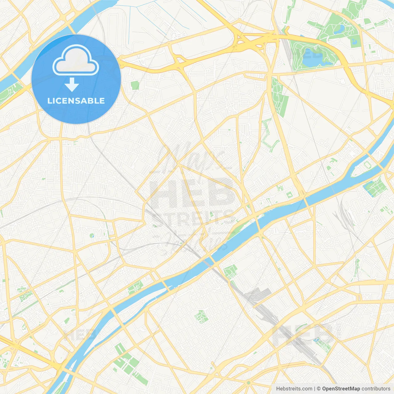 Asnieres-sur-Seine, France Vector Map - Classic Colors