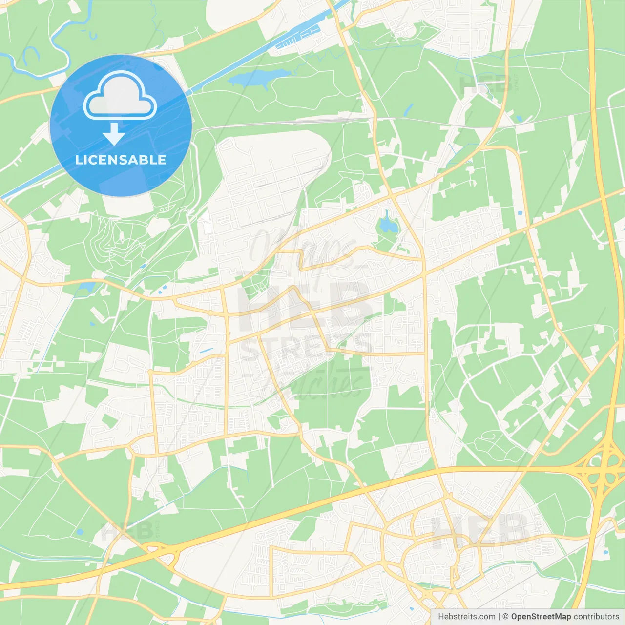 Bergkamen, Germany Vector Map - Classic Colors