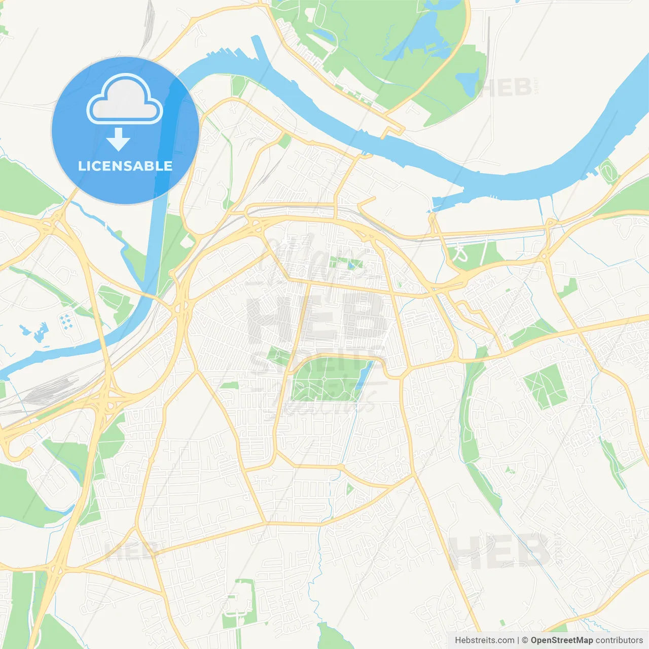 Middlesbrough, England Vector Map - Classic Colors