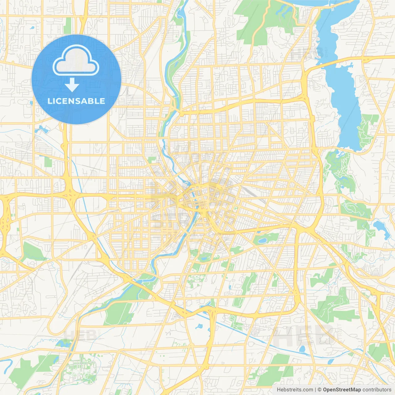 Empty vector map of Rochester, New York, USA