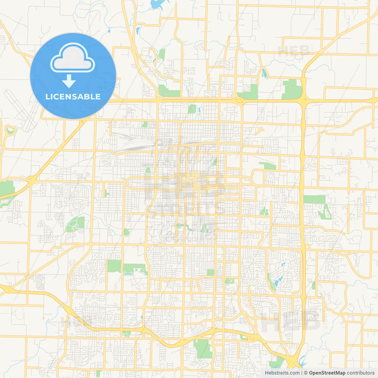 Empty vector map of Springfield, Missouri, USA