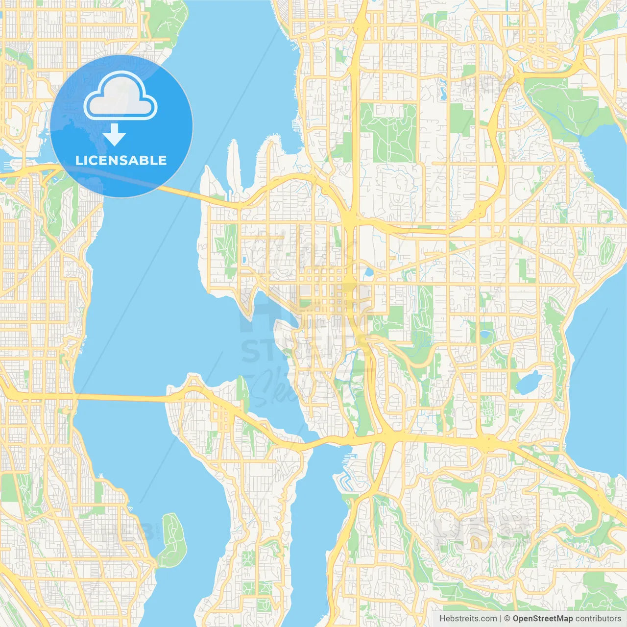 Empty vector map of Bellevue, Washington, USA
