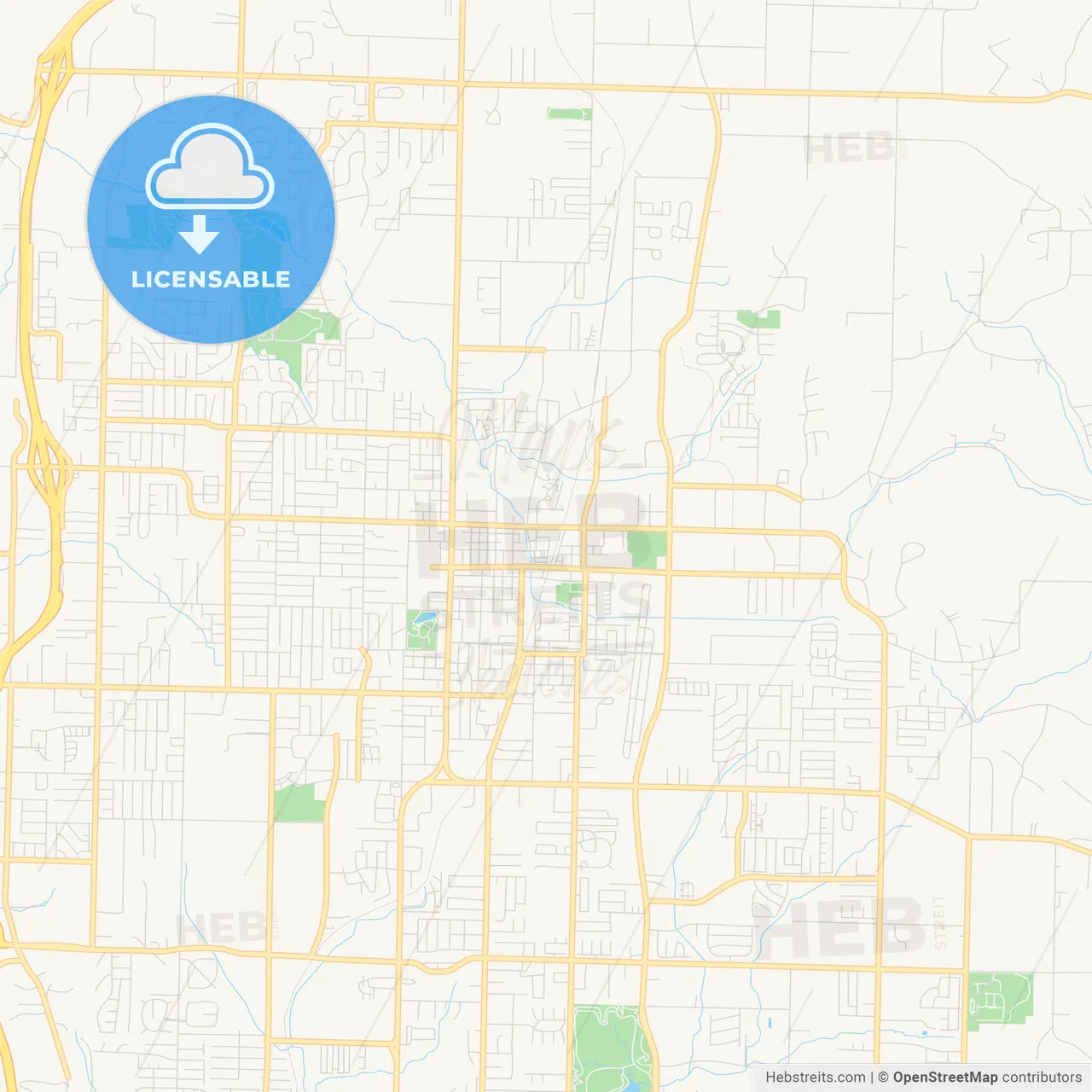 Empty vector map of Springdale, Arkansas, USA
