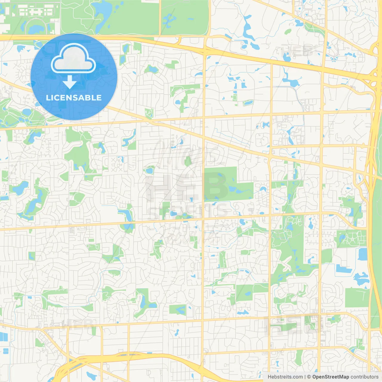 Empty vector map of Schaumburg, Illinois, USA