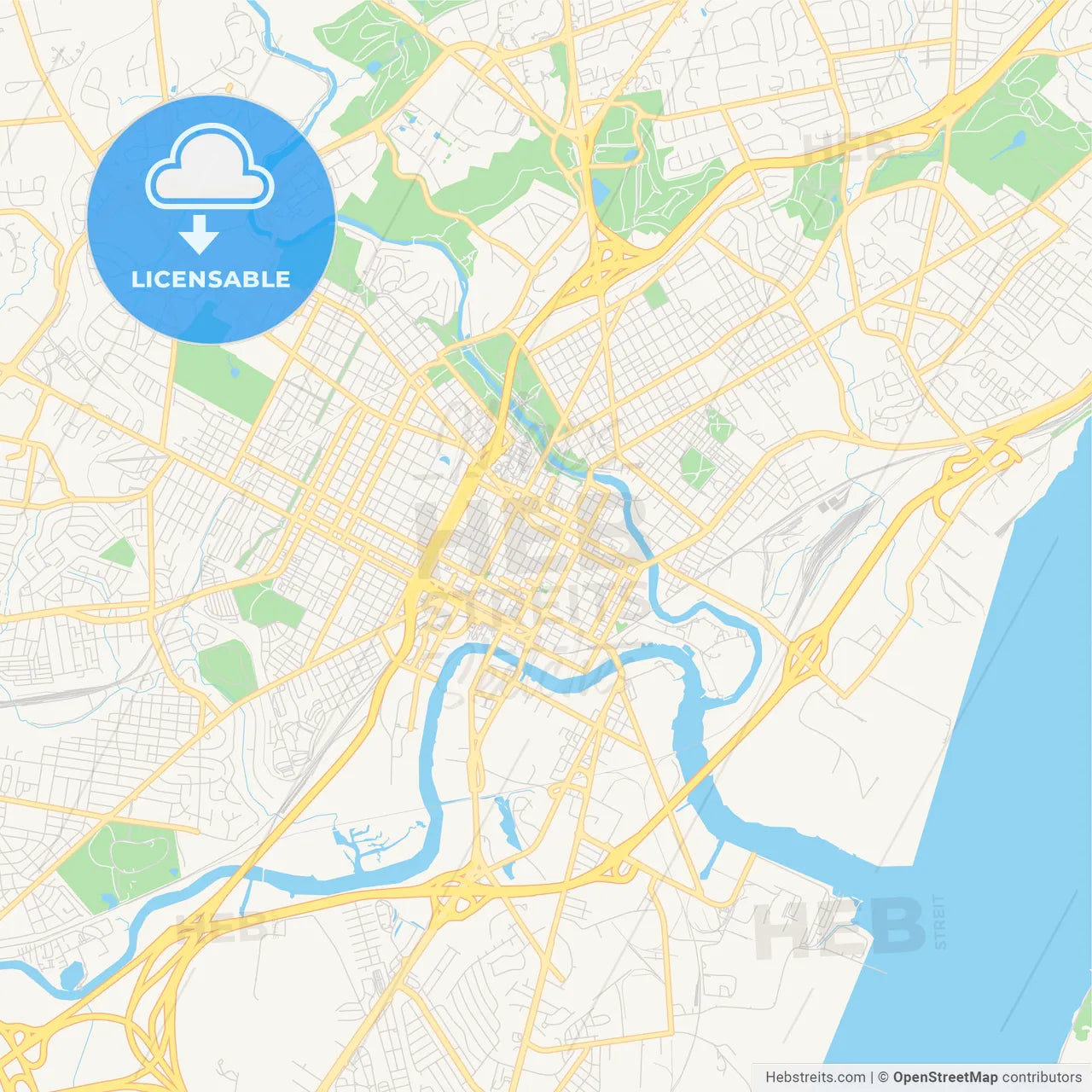 Empty vector map of Wilmington, Delaware, USA