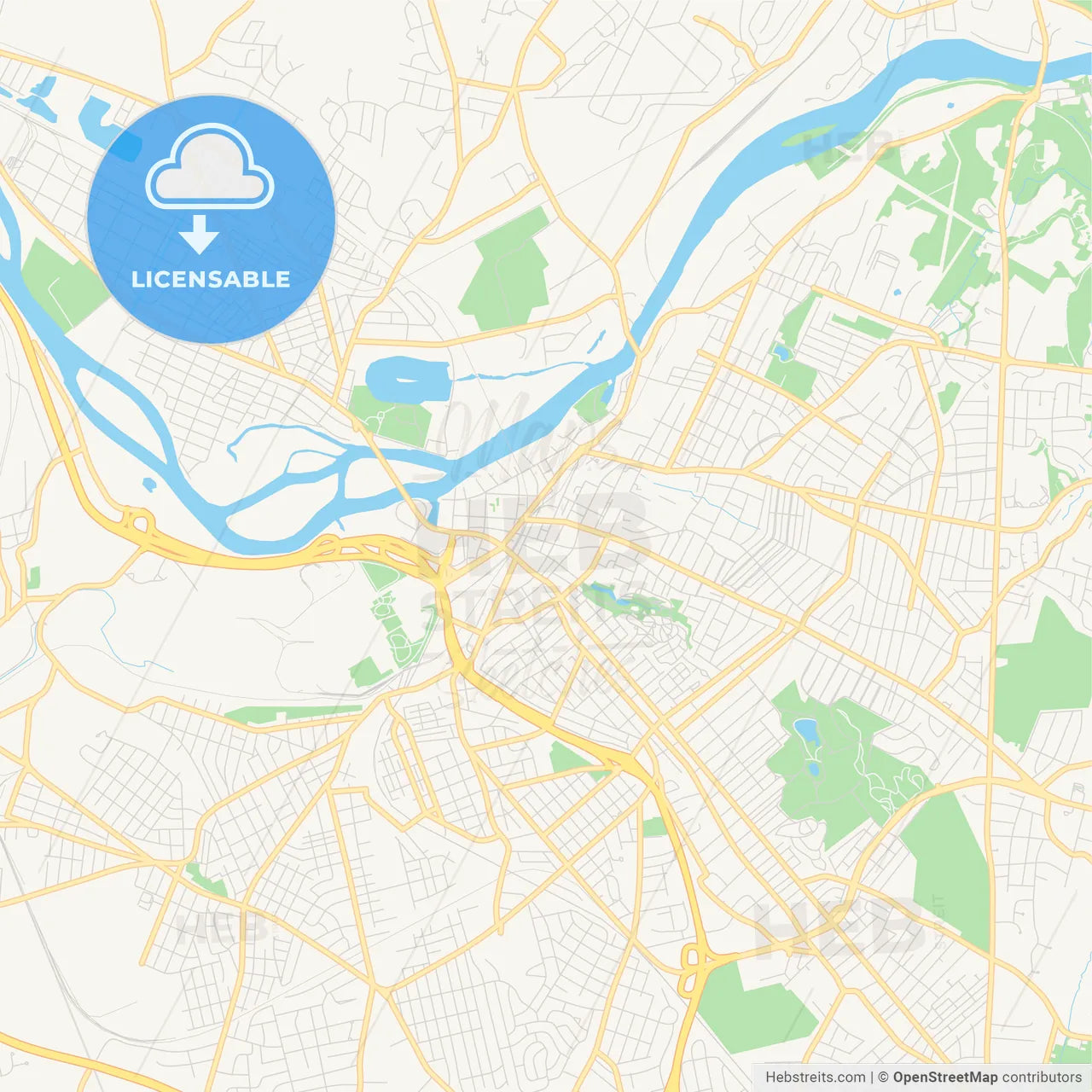 Empty vector map of Schenectady, New York, USA
