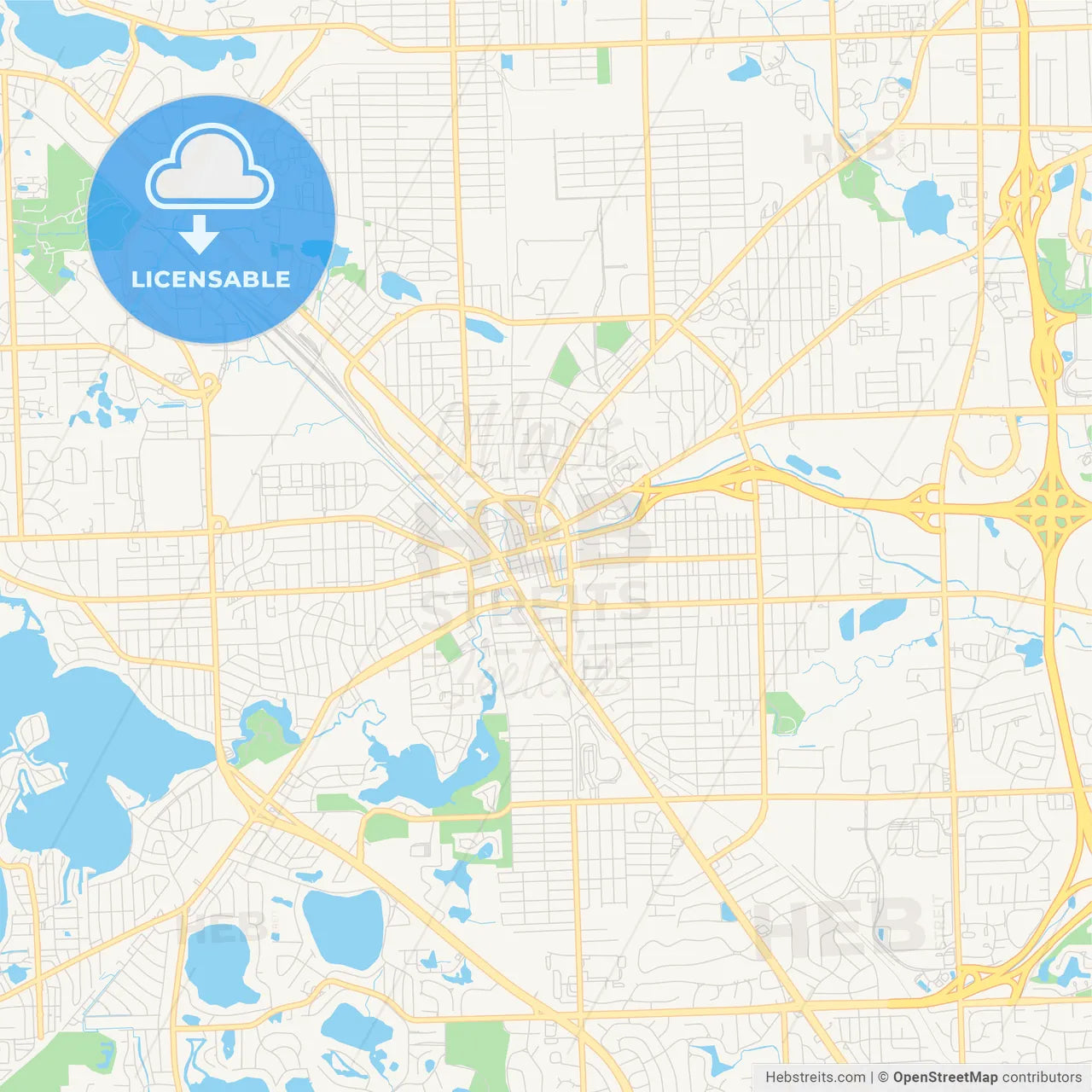 Empty vector map of Pontiac, Michigan, USA