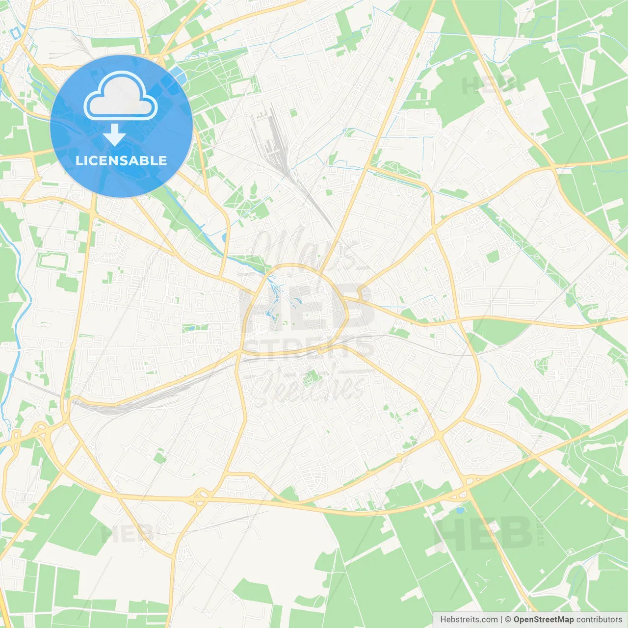 Paderborn, Germany Vector Map - Classic Colors