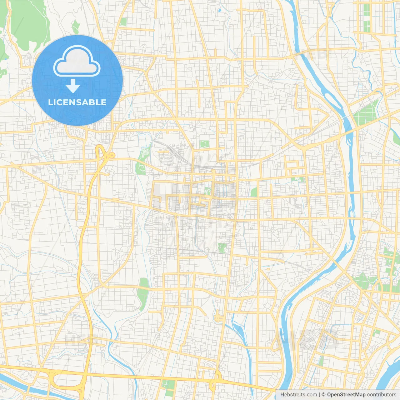 Printable street map of Ōgaki, Japan