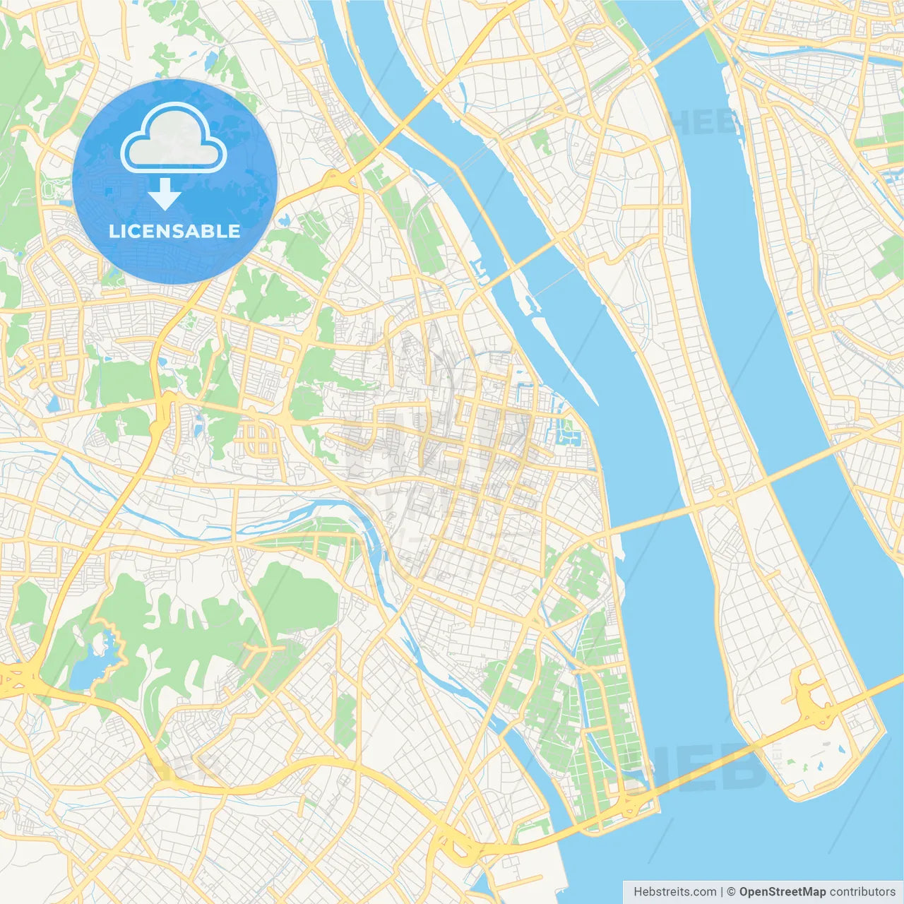 Printable street map of Kuwana, Japan