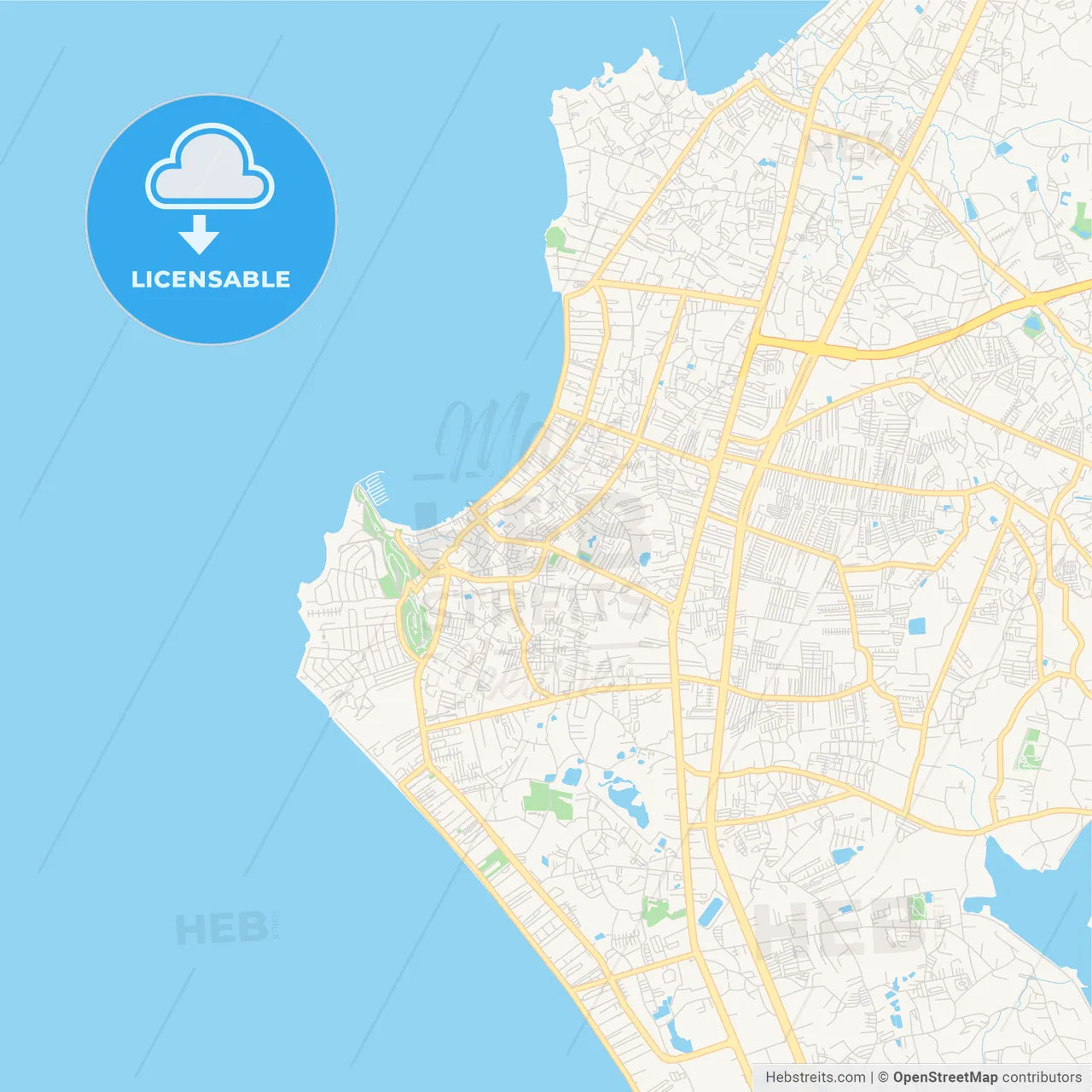 Printable street map of Pattaya, Thailand