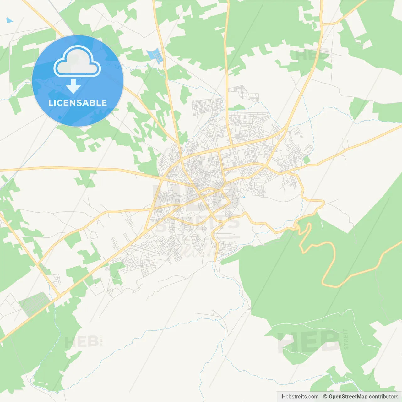 Printable street map of Beni Mellal, Morocco