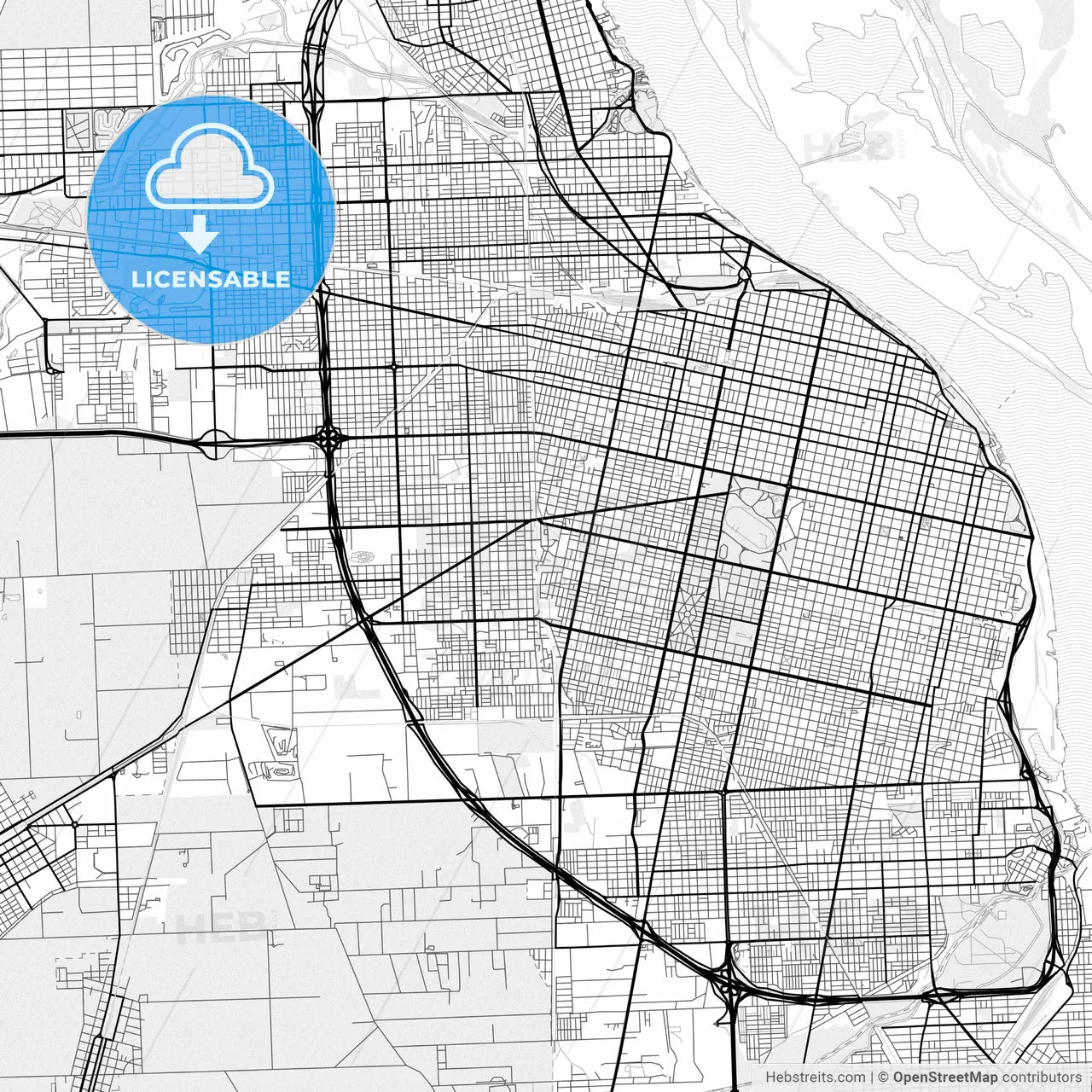 Vector PDF map of Rosario, Argentina