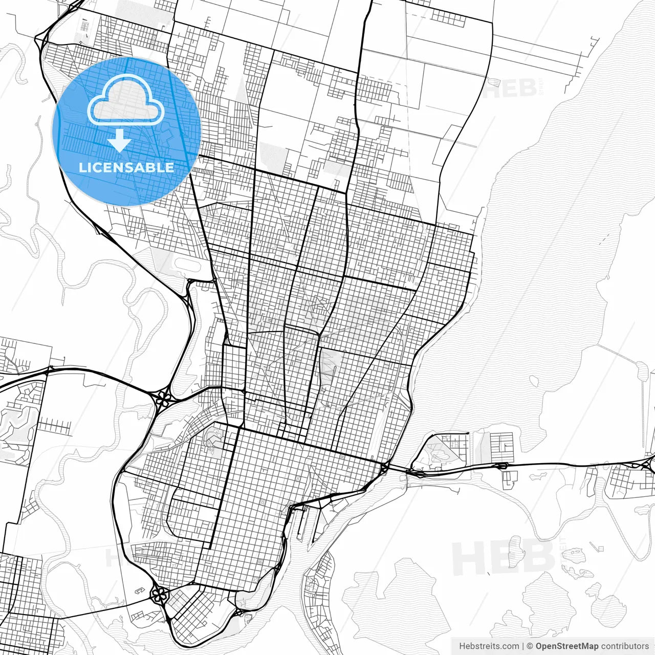 Vector PDF map of Santa Fe de la Vera Cruz, Argentina