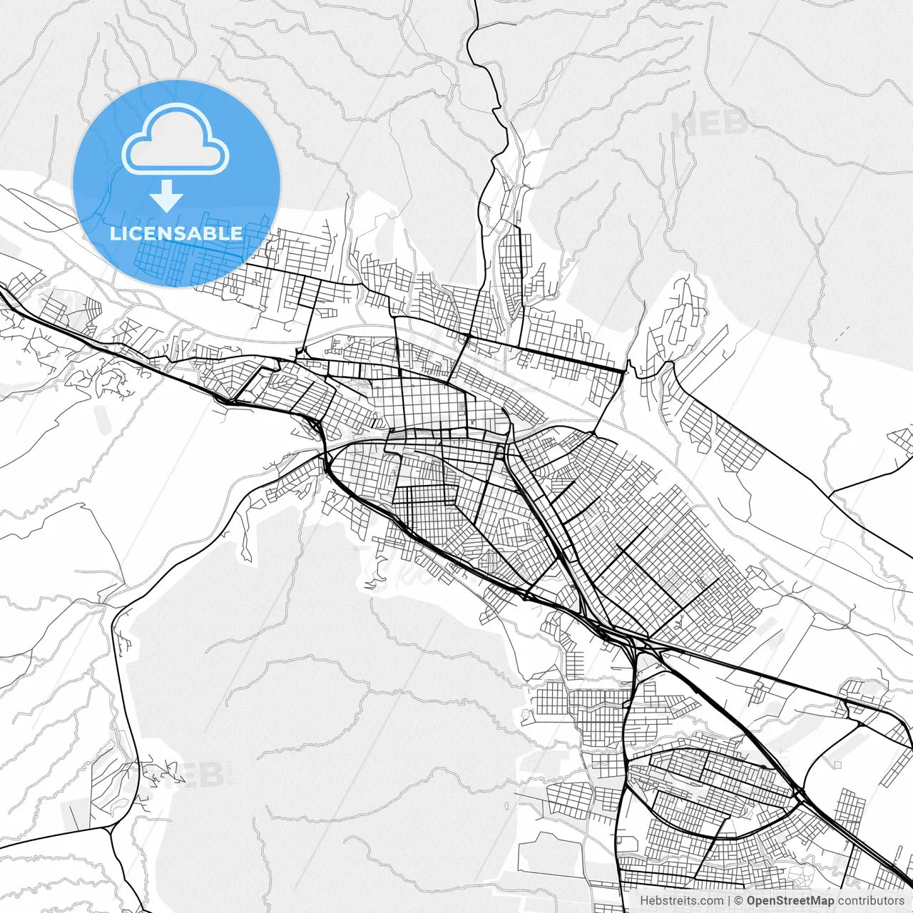 Vector PDF map of San Salvador de Jujuy, Argentina
