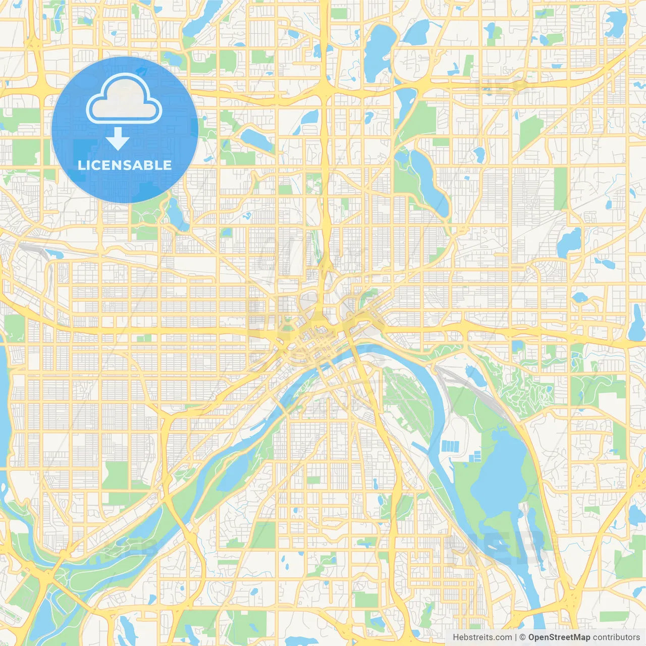 Empty vector map of Saint Paul, Minnesota, USA
