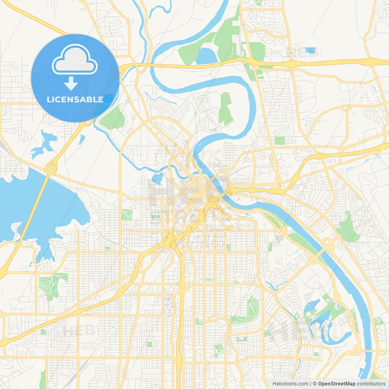 Empty vector map of Shreveport, Louisiana, USA