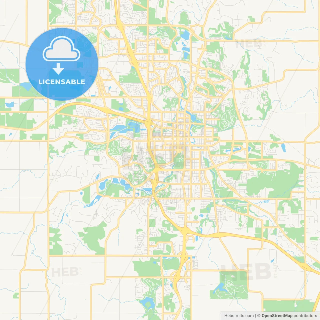 Empty vector map of Rochester, Minnesota, USA