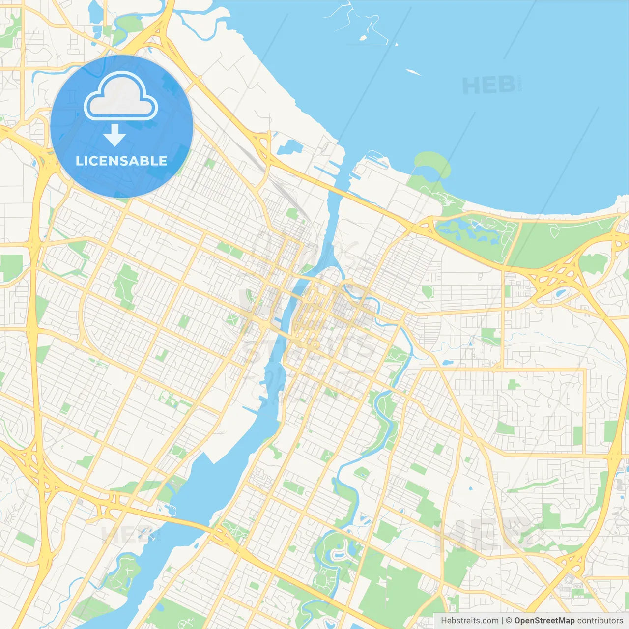 Empty vector map of Green Bay, Wisconsin, USA