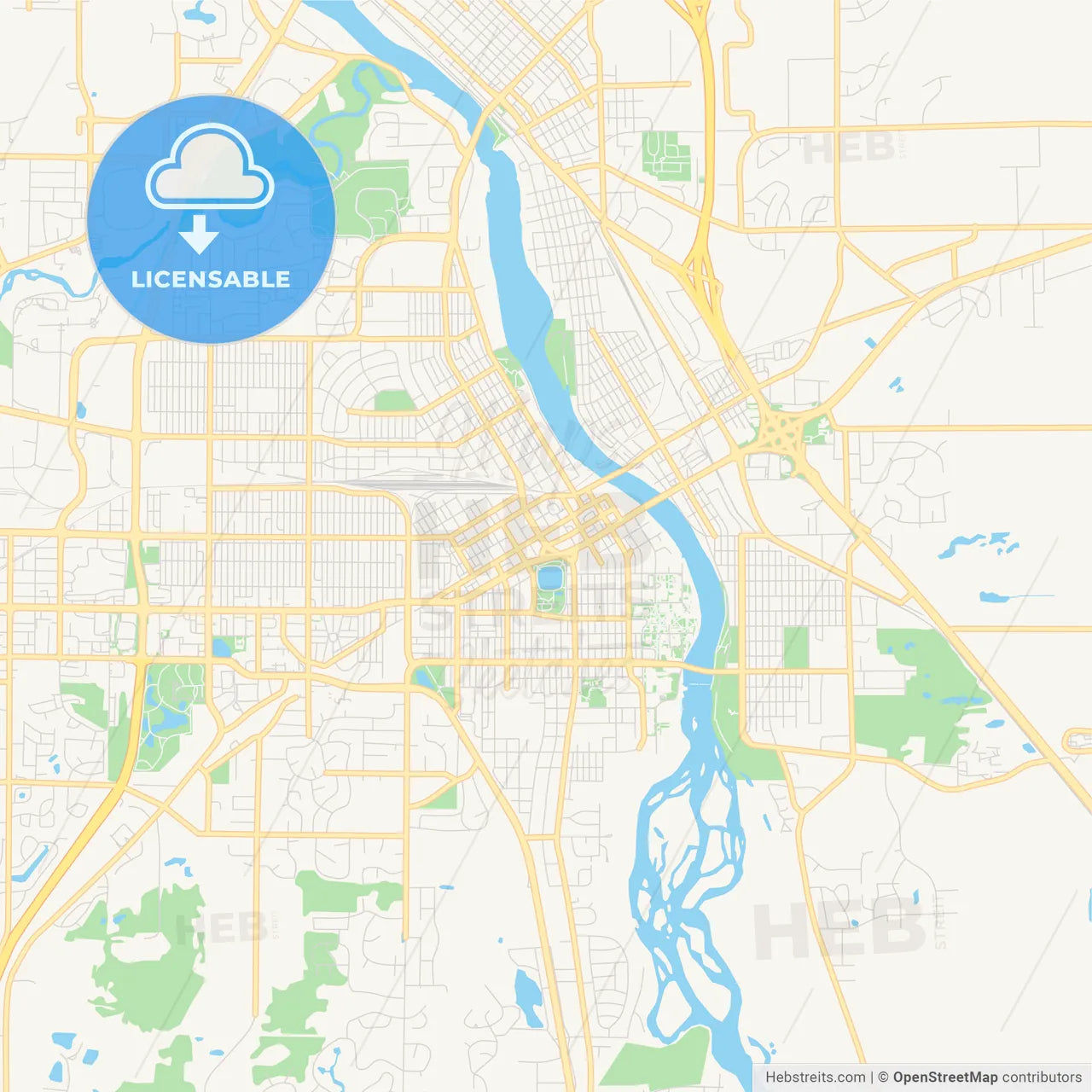 Empty vector map of St. Cloud, Minnesota, USA