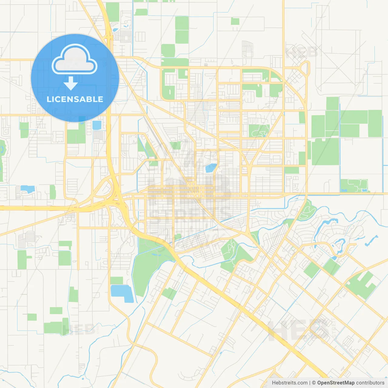 Empty vector map of Harlingen, Texas, USA