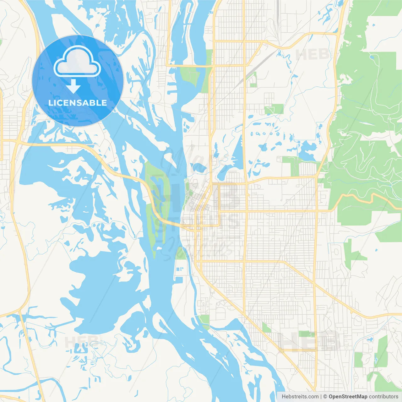 Empty vector map of La Crosse, Wisconsin, United States of America