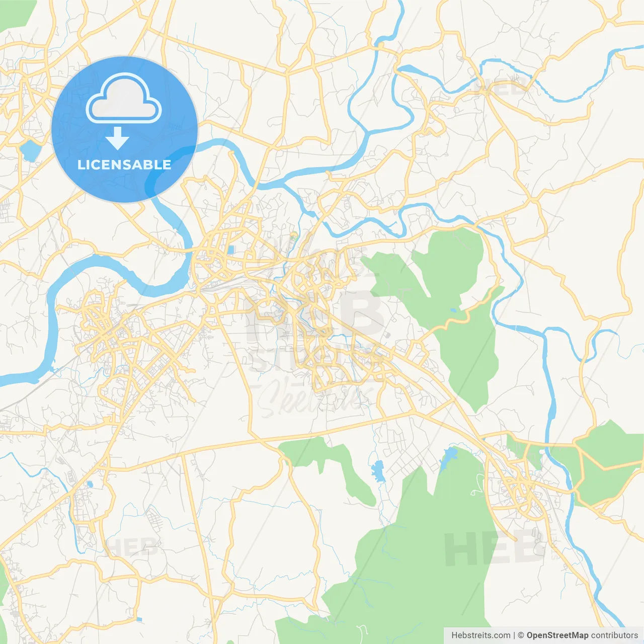 Printable street map of Ulhasnagar, India