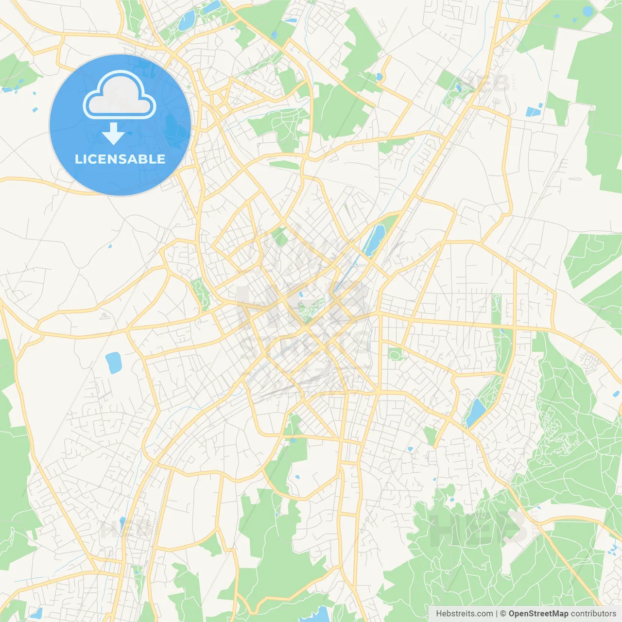 Printable street map of Bendigo, Australia