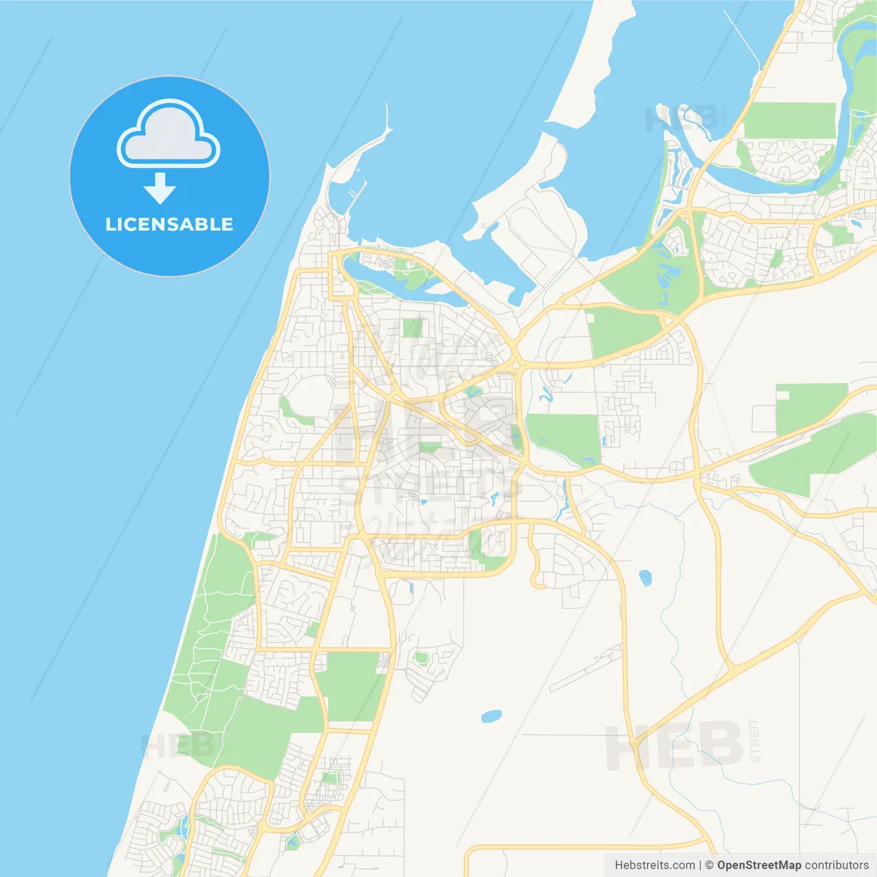 Printable street map of Bunbury, Australia