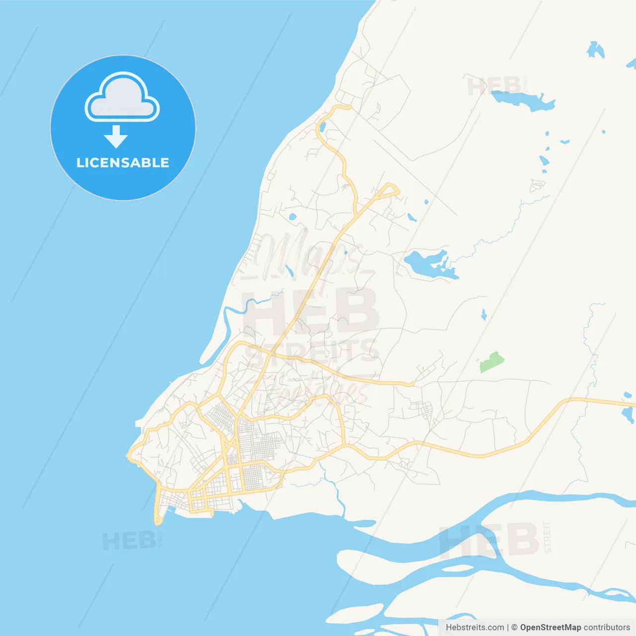 Printable street map of Mahajanga, Madagascar