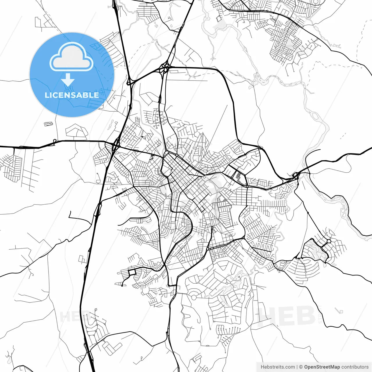 Vector PDF map of Itu, Brazil