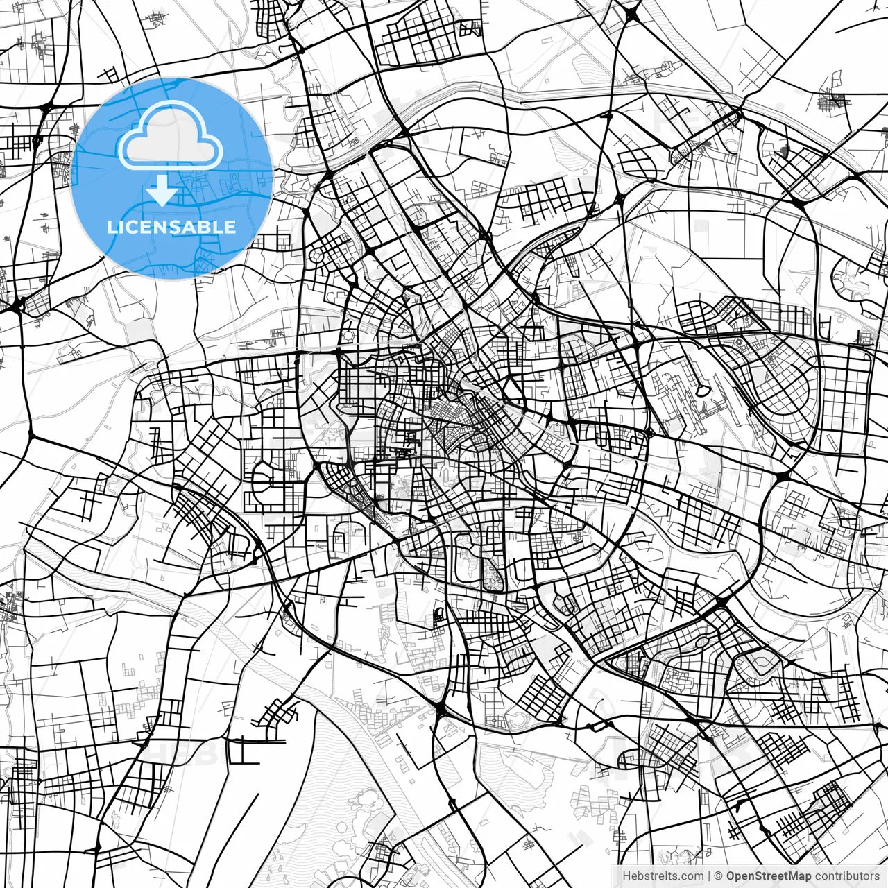 Vector PDF map of Tianjin, China