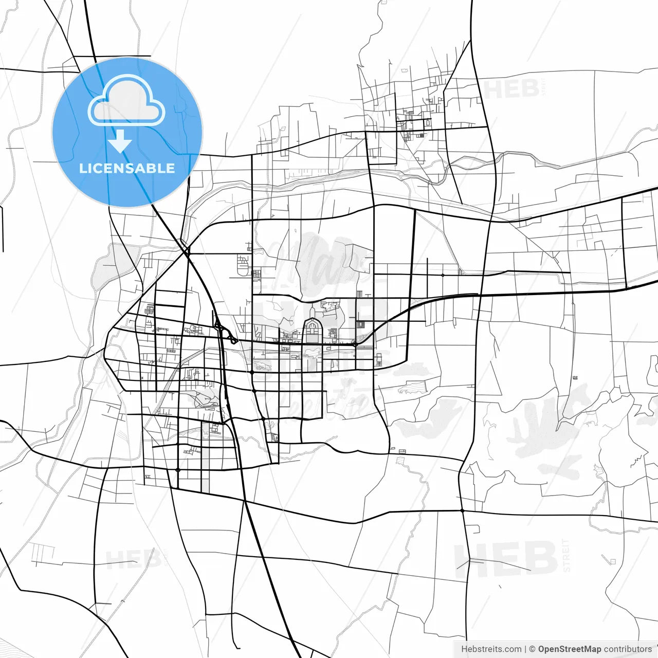 Vector PDF map of Zaozhuang, China
