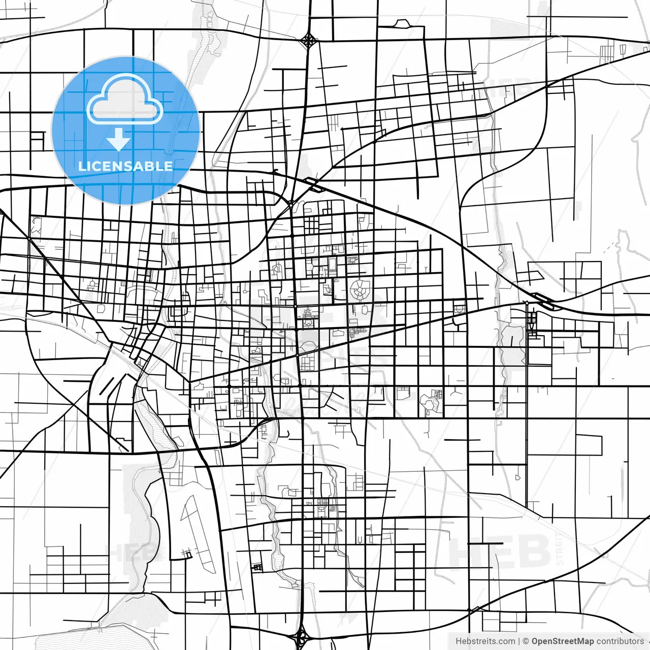 Vector PDF map of Weifang, China