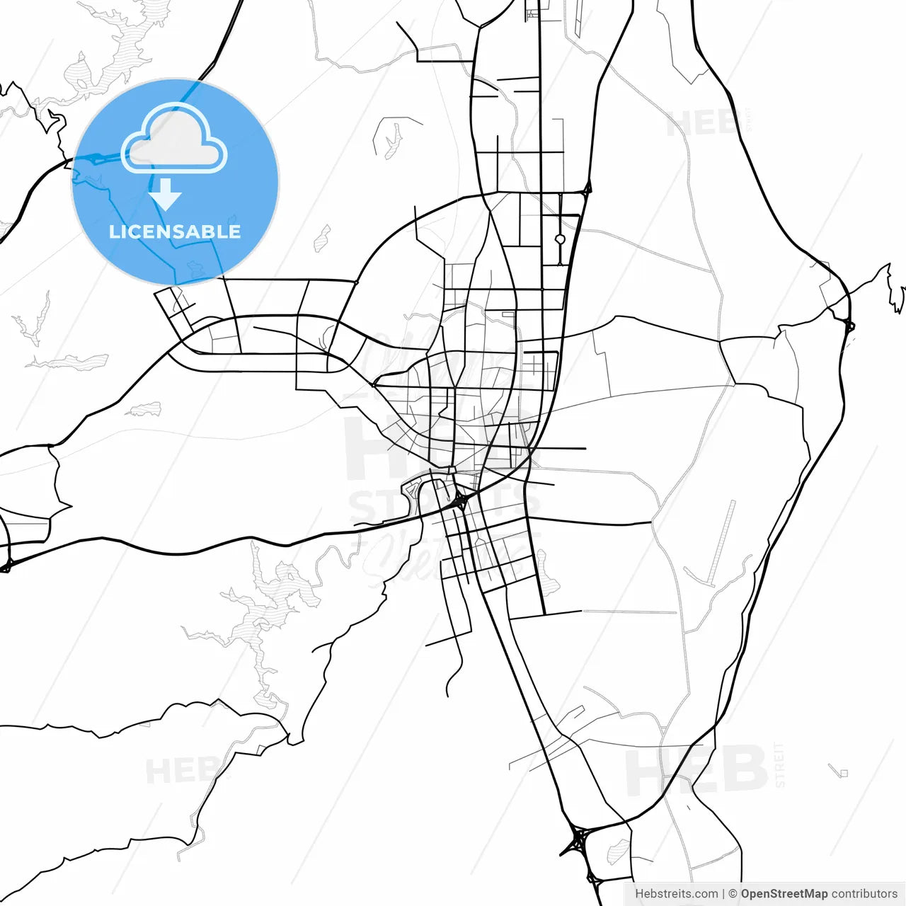 Vector PDF map of Qujing, China