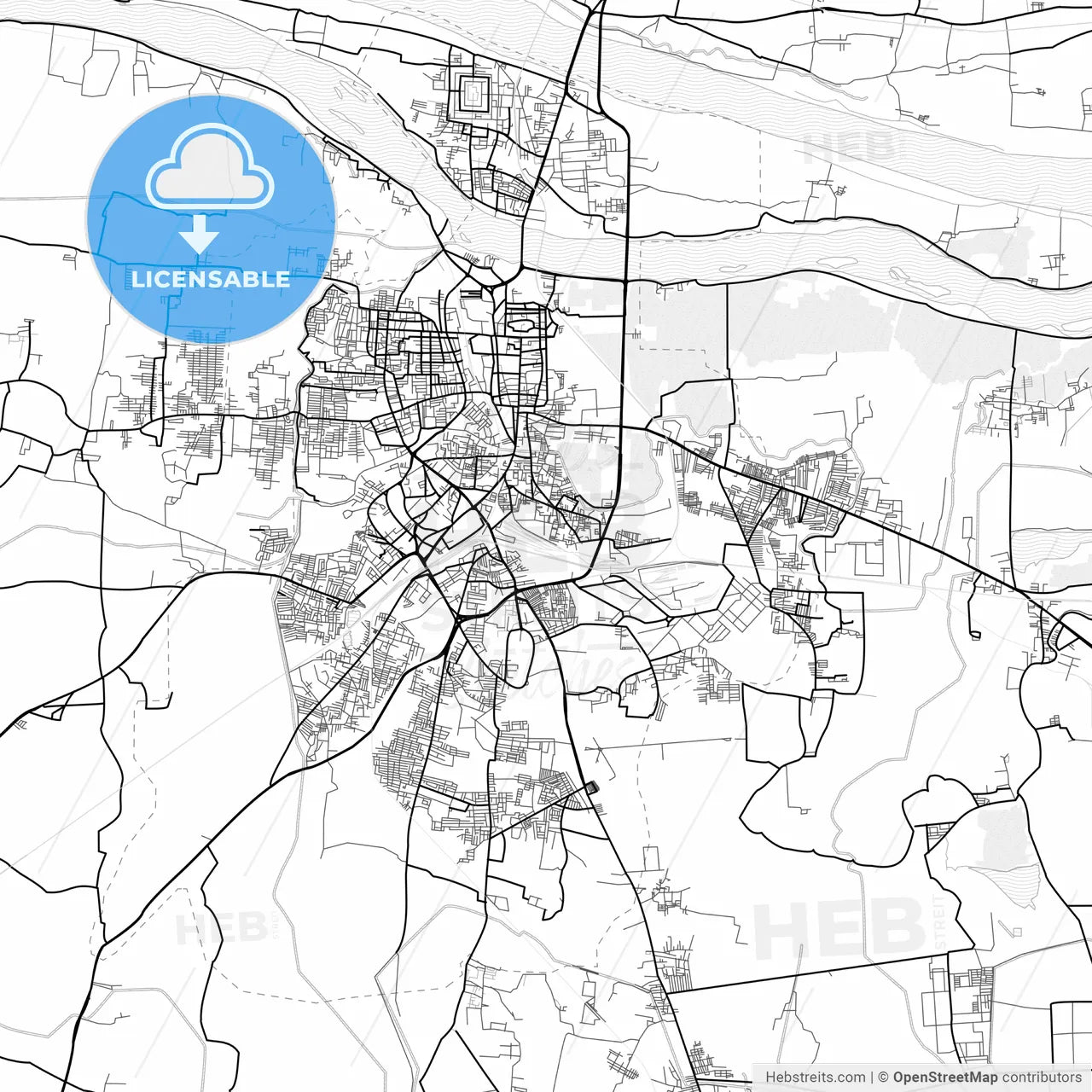 Vector PDF map of Tiruchirappalli, India
