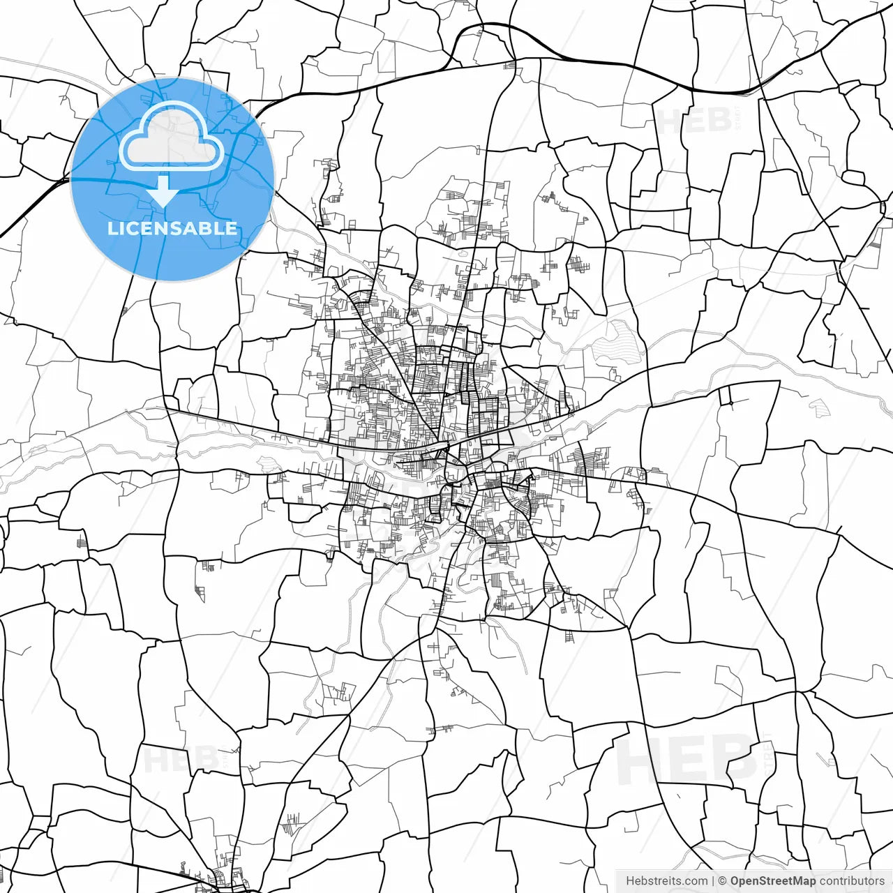 Vector PDF map of Tiruppur, India