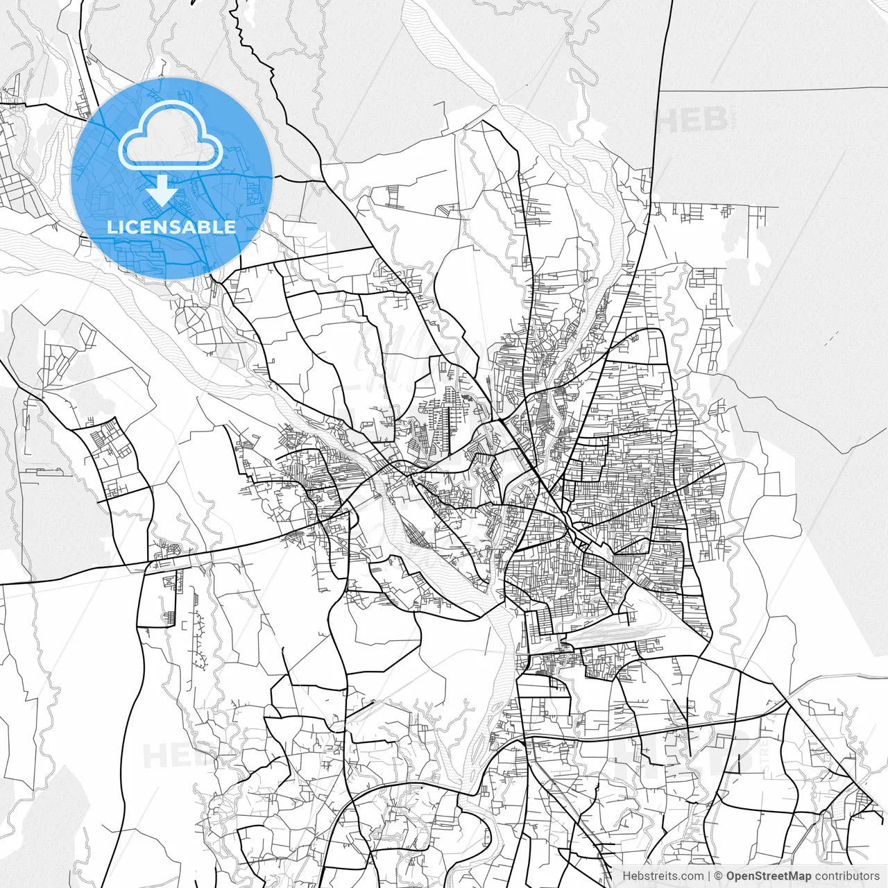 Vector PDF map of Siliguri, India