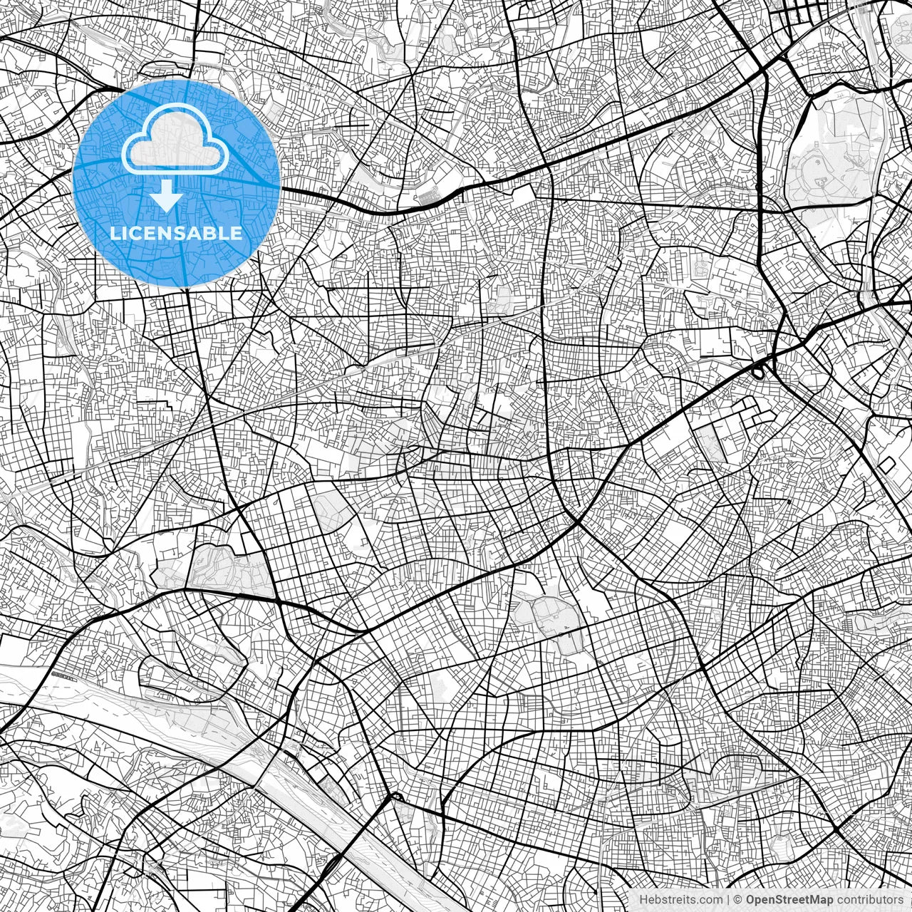 Vector PDF map of Setagaya, Japan