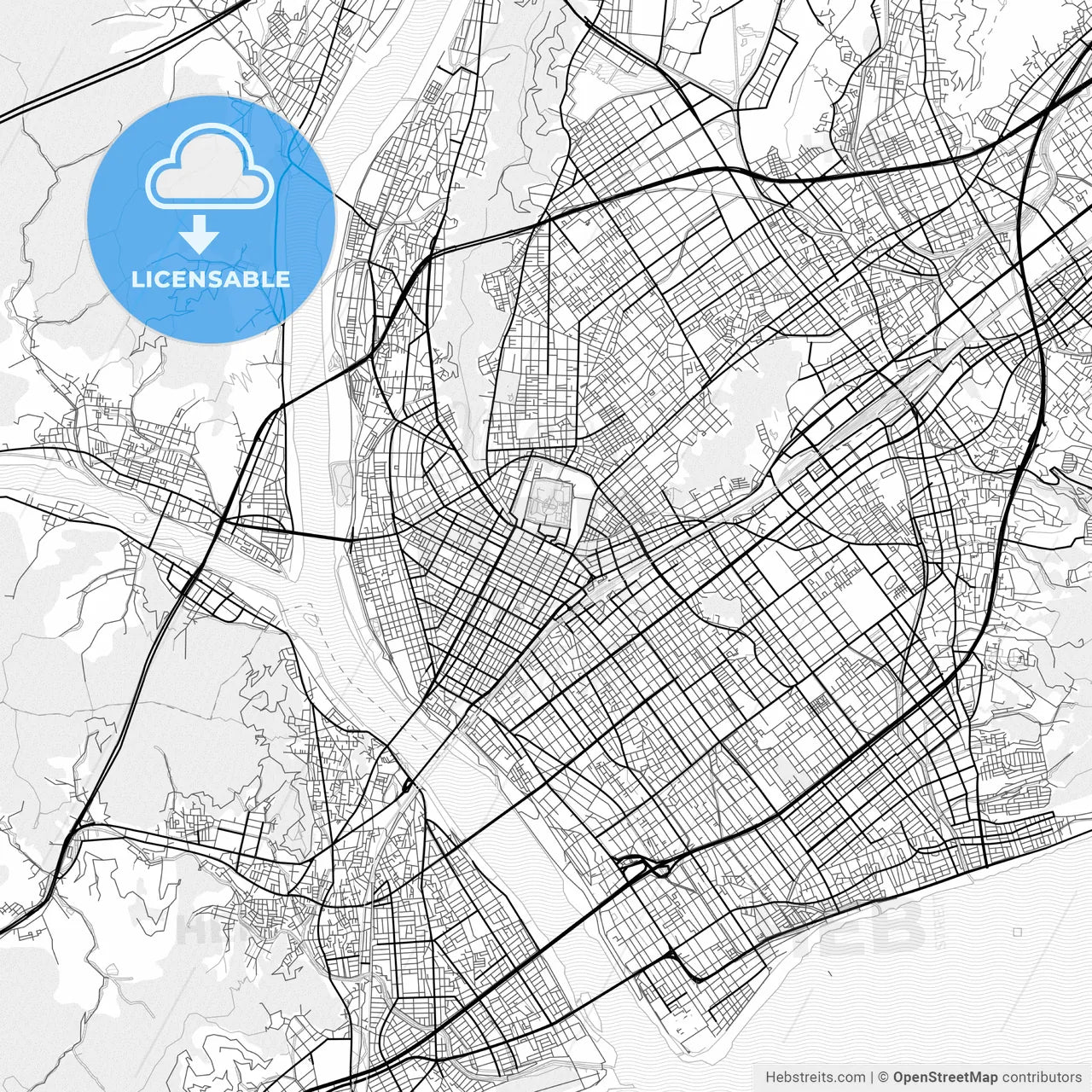 Vector PDF map of Shizuoka, Japan