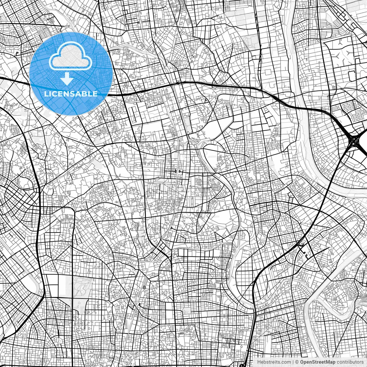 Vector PDF map of Sōka, Japan