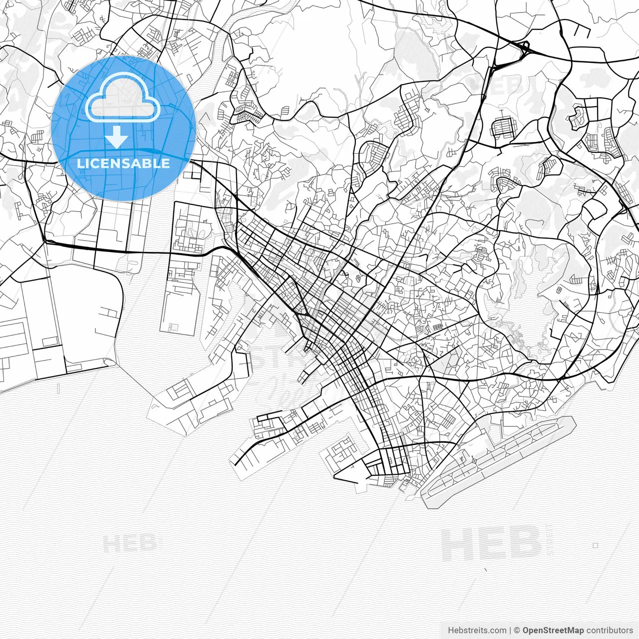 Vector PDF map of Ube, Japan