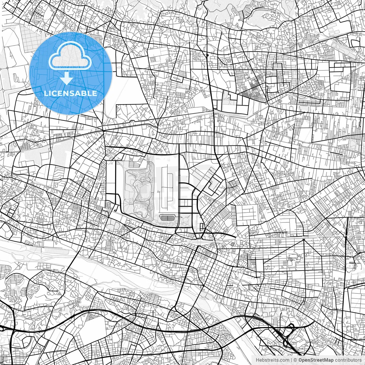 Vector PDF map of Tachikawa, Japan