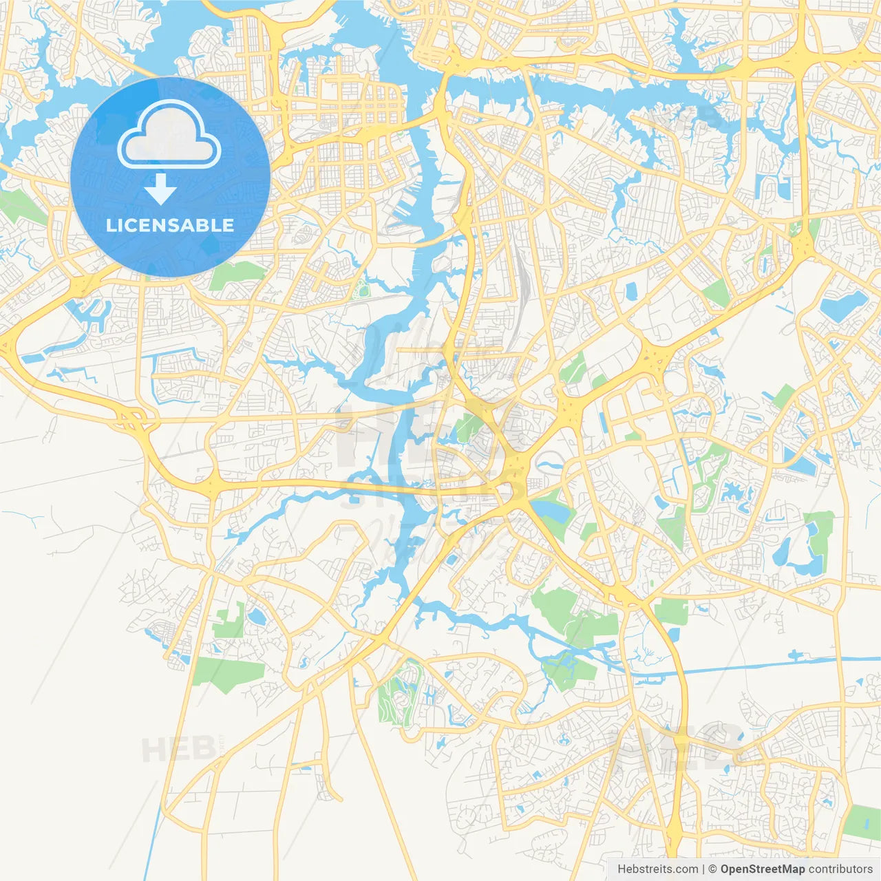 Empty vector map of Chesapeake, Virginia, USA