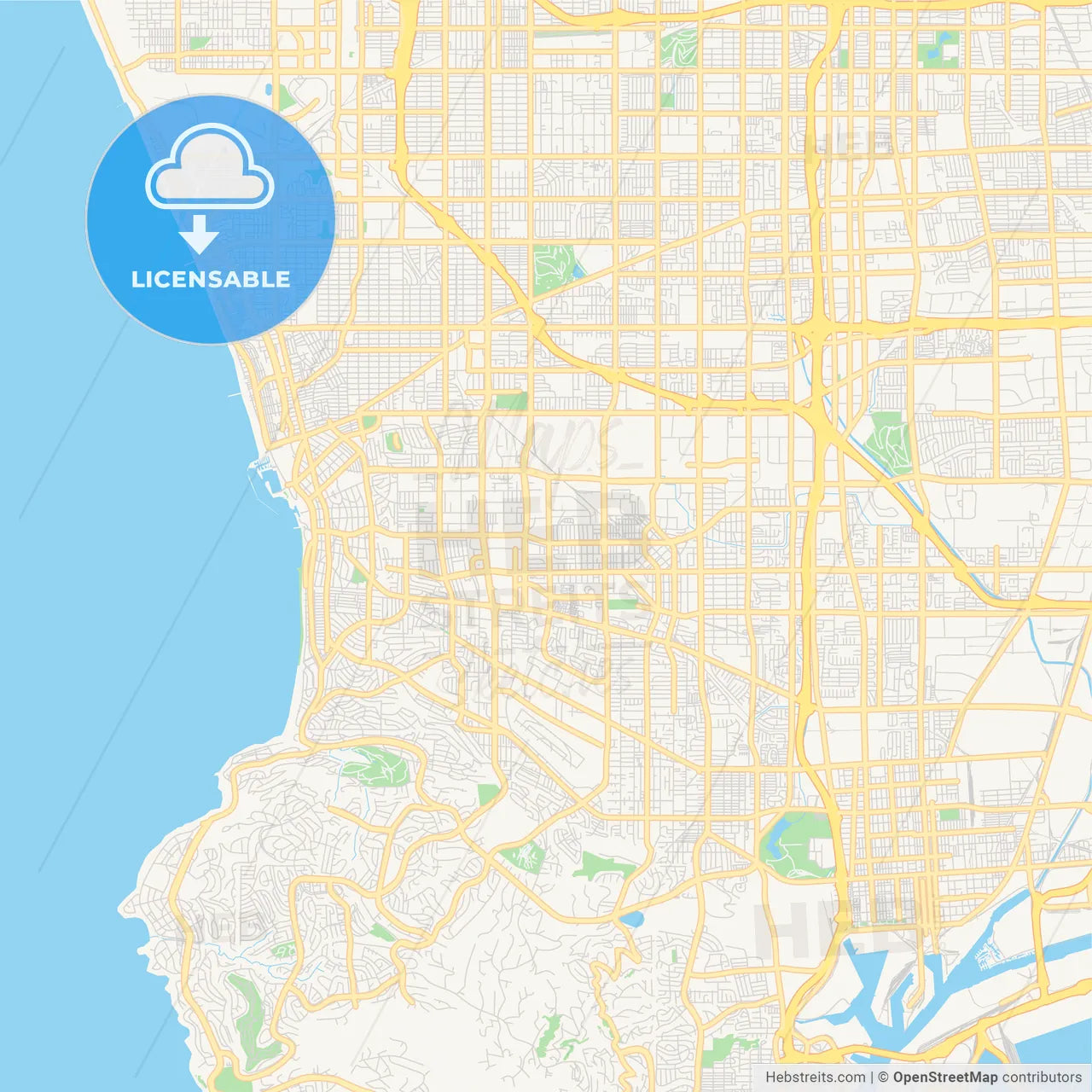 Empty vector map of Torrance, California, USA